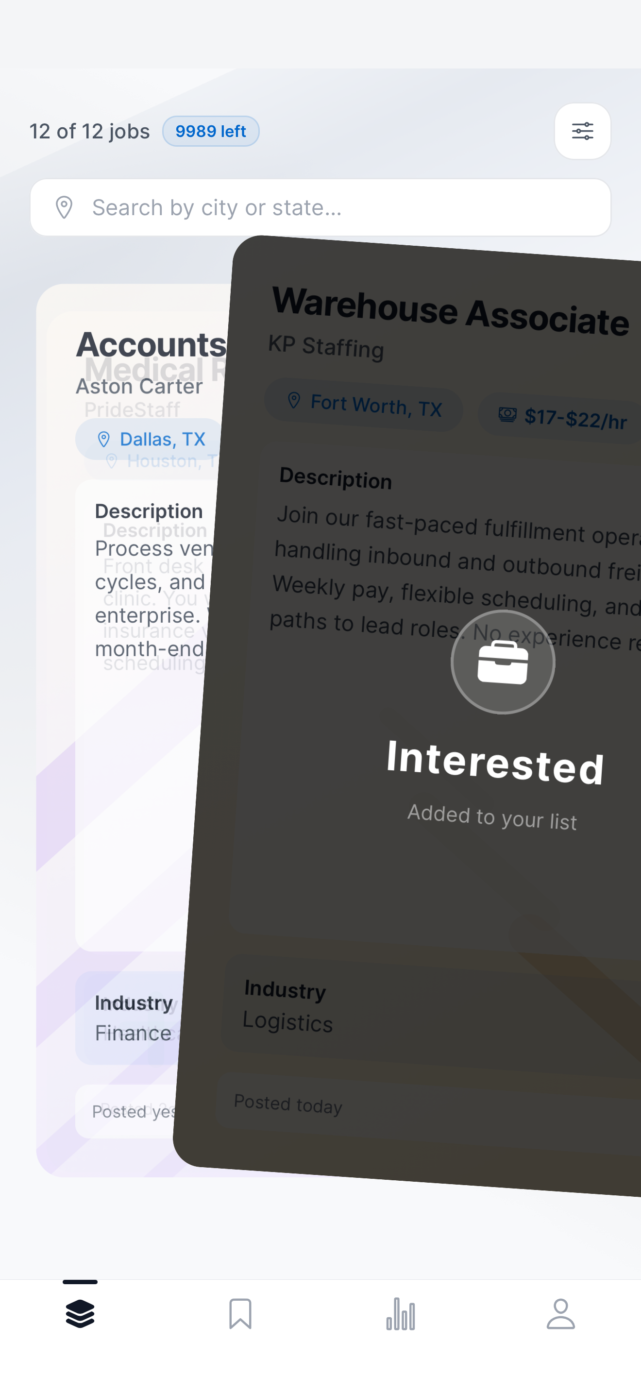TapIn swipe interface